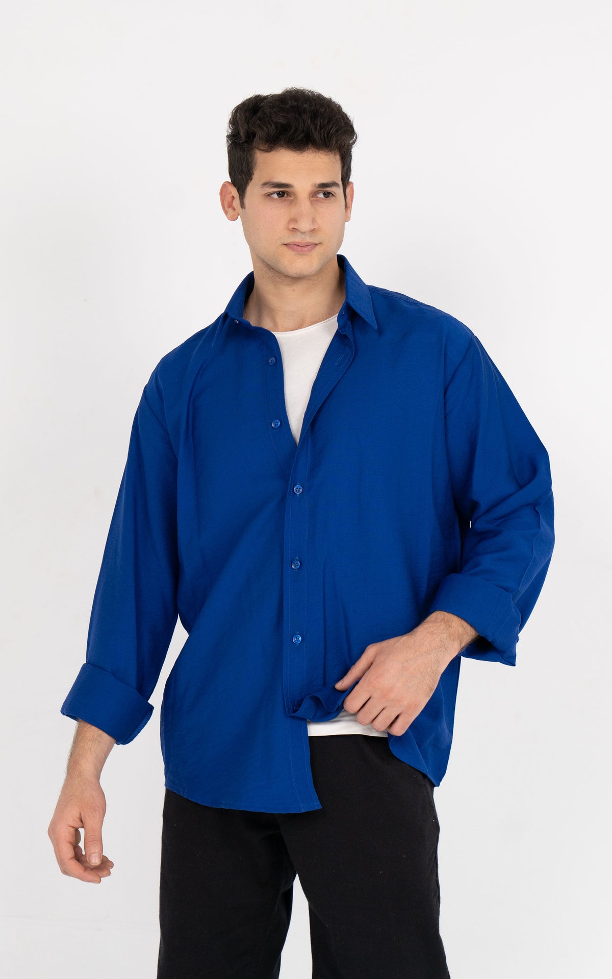 Royal Azure - Men’s Regular Fit Linen Shirt